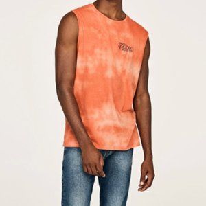 Zara Medium Orange Tie-Dye Muscle T-Shirt